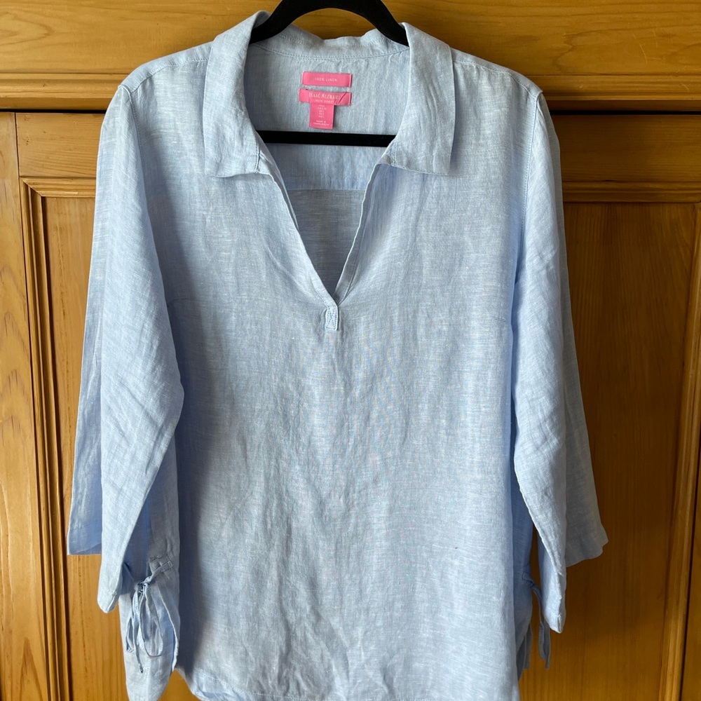 Isaac Mizhari 3/4 sleeve linen top